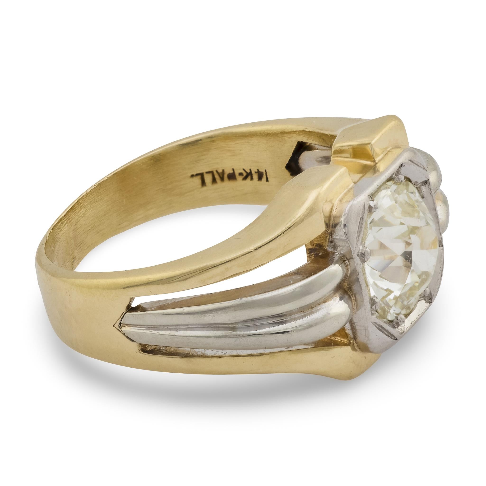 Art Deco 14k/Palladium Diamond Engagement Ring 2.5ct