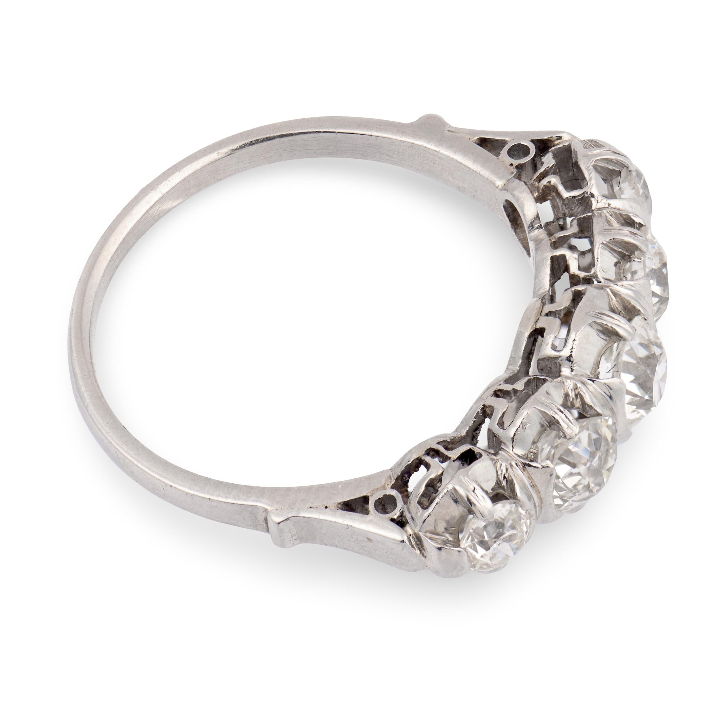 Edwardian Platinum Diamond Five Stone Ring