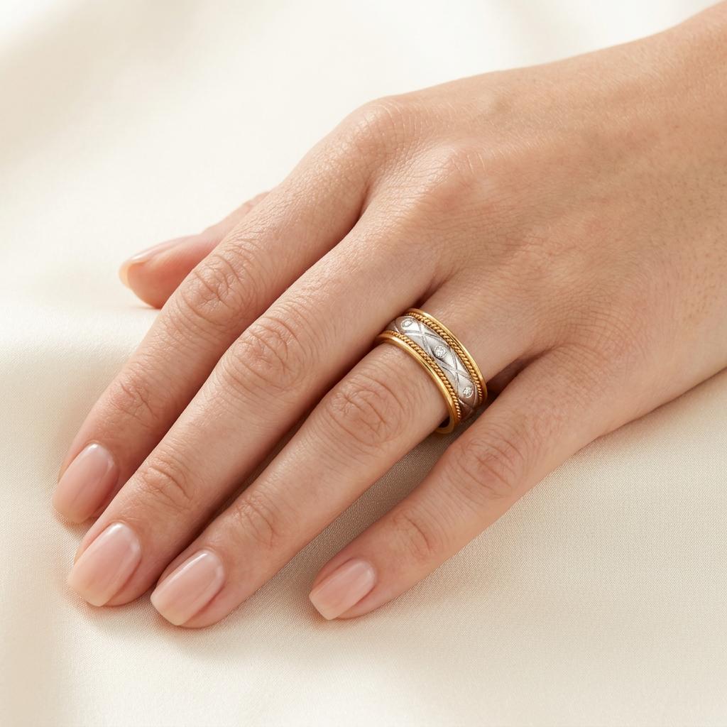 AYDIN Estate 18k/Platinum Diamond Band