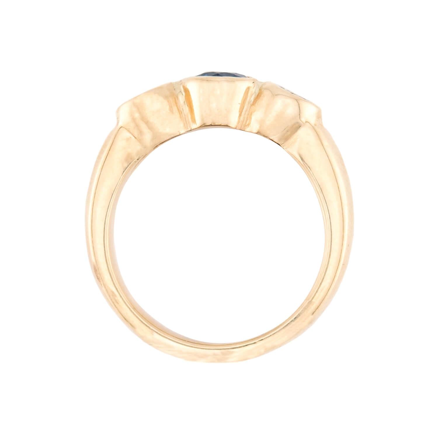 Estate 14k Sapphire and Diamond Three Stone Ring