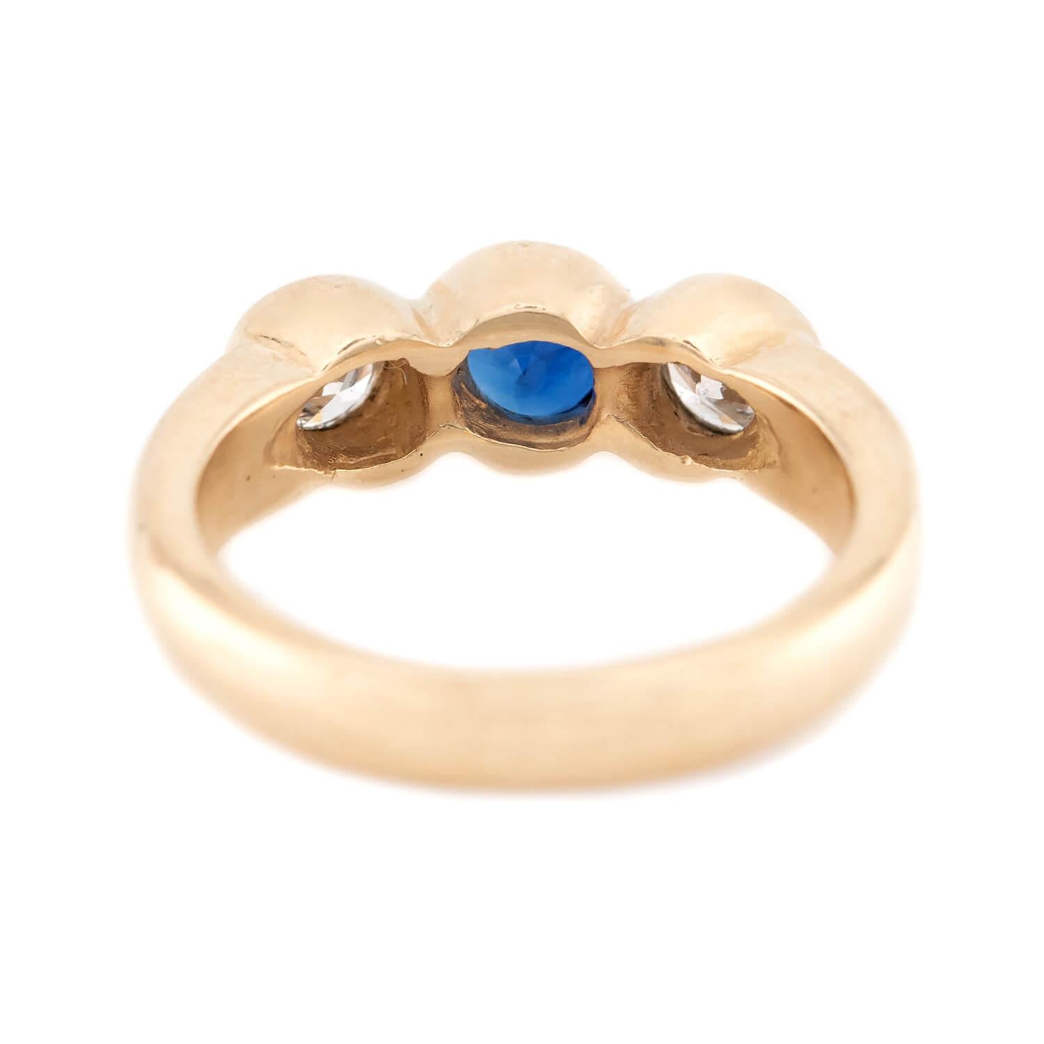 Estate 14k Sapphire and Diamond Three Stone Ring