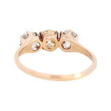 Victorian 14k 3-Stone Yellow and White Diamond Engagement Ring 1.55ctw