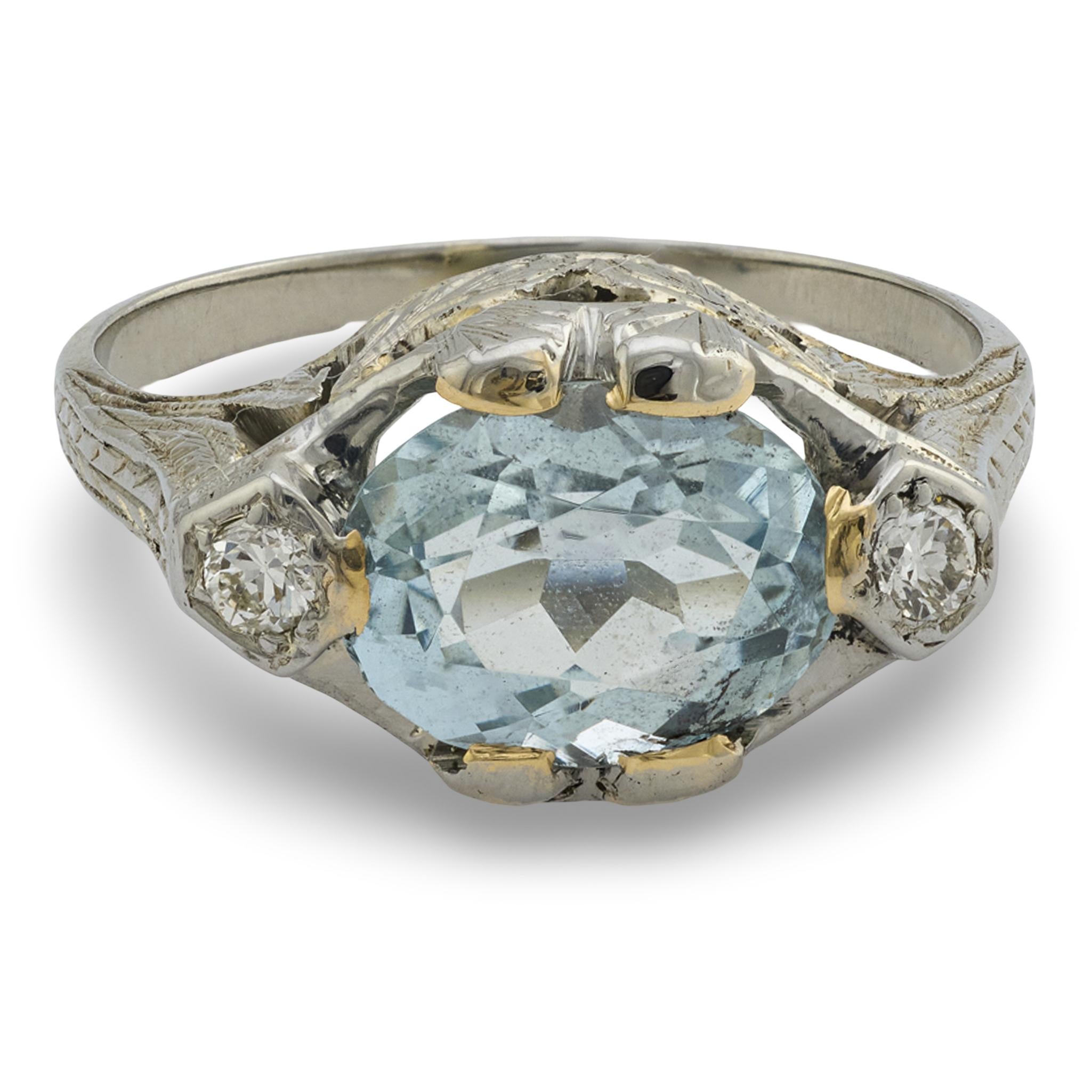 Art Deco 18k Aqua Ring