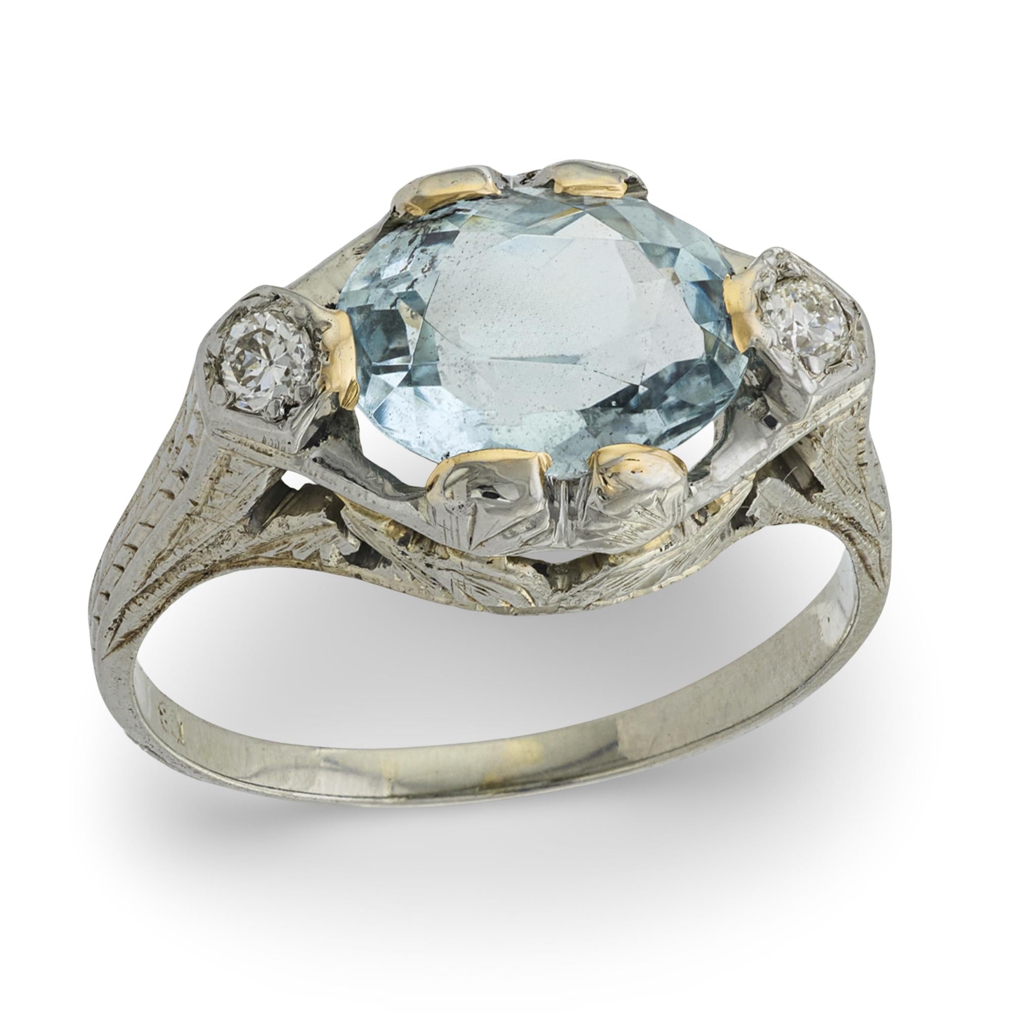 Art Deco 18k Aqua Ring