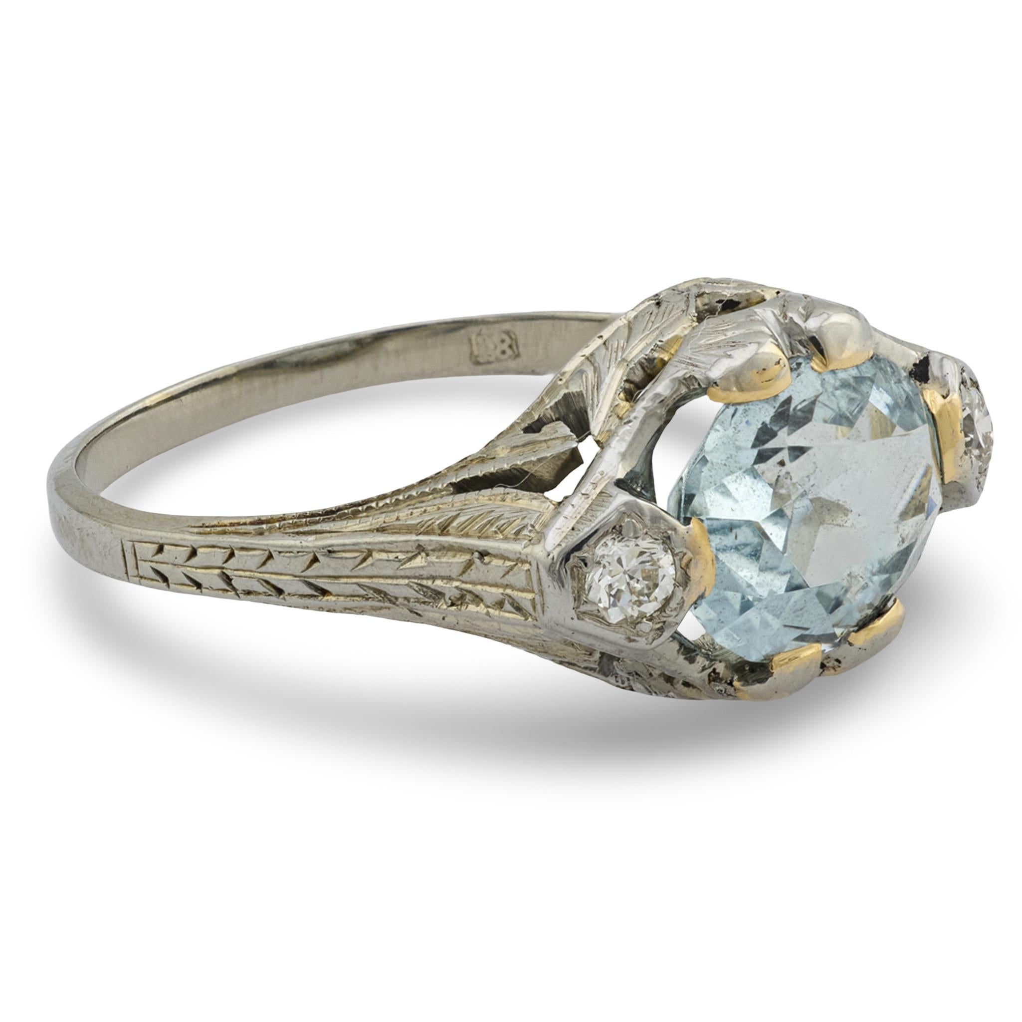 Art Deco 18k Aqua Ring