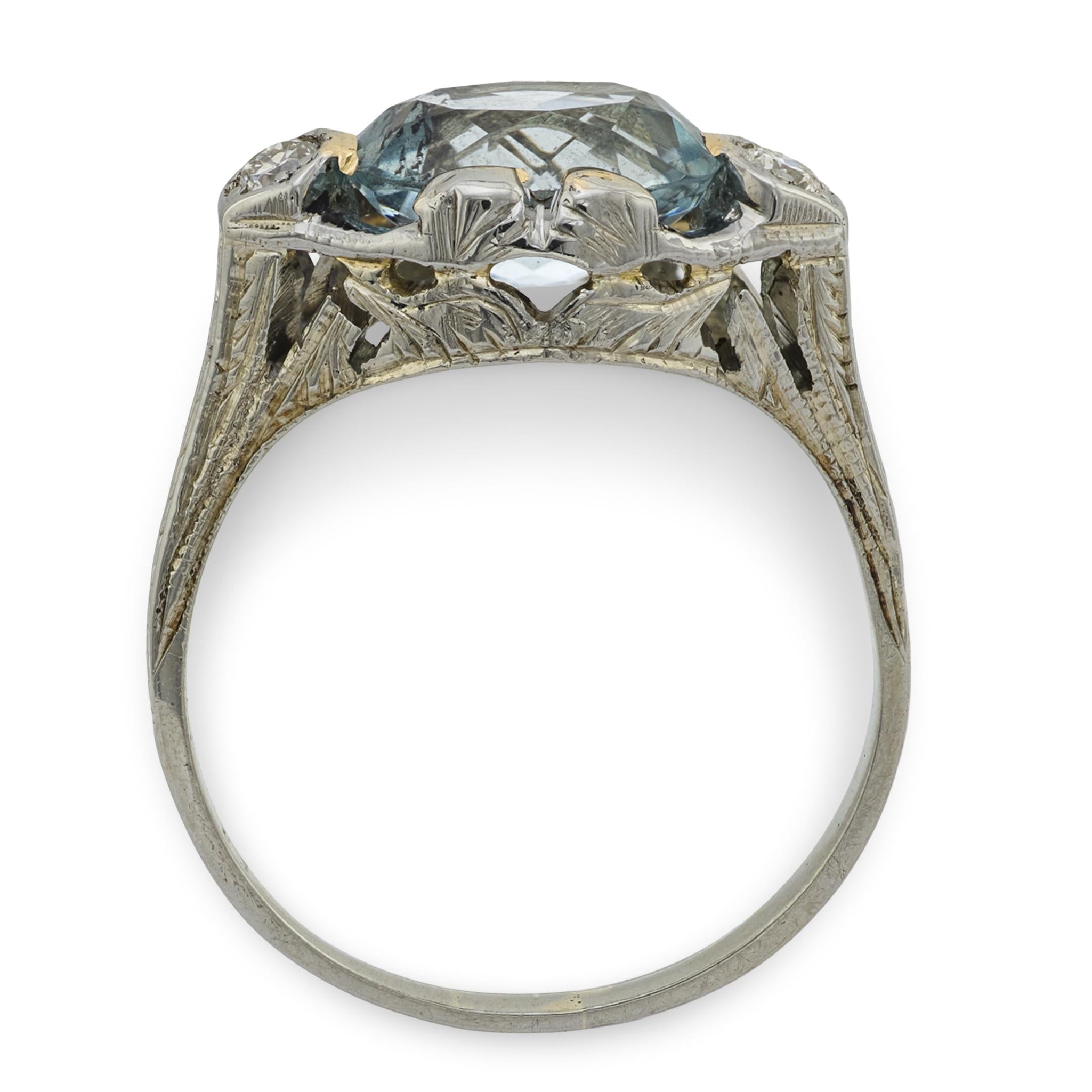 Art Deco 18k Aqua Ring