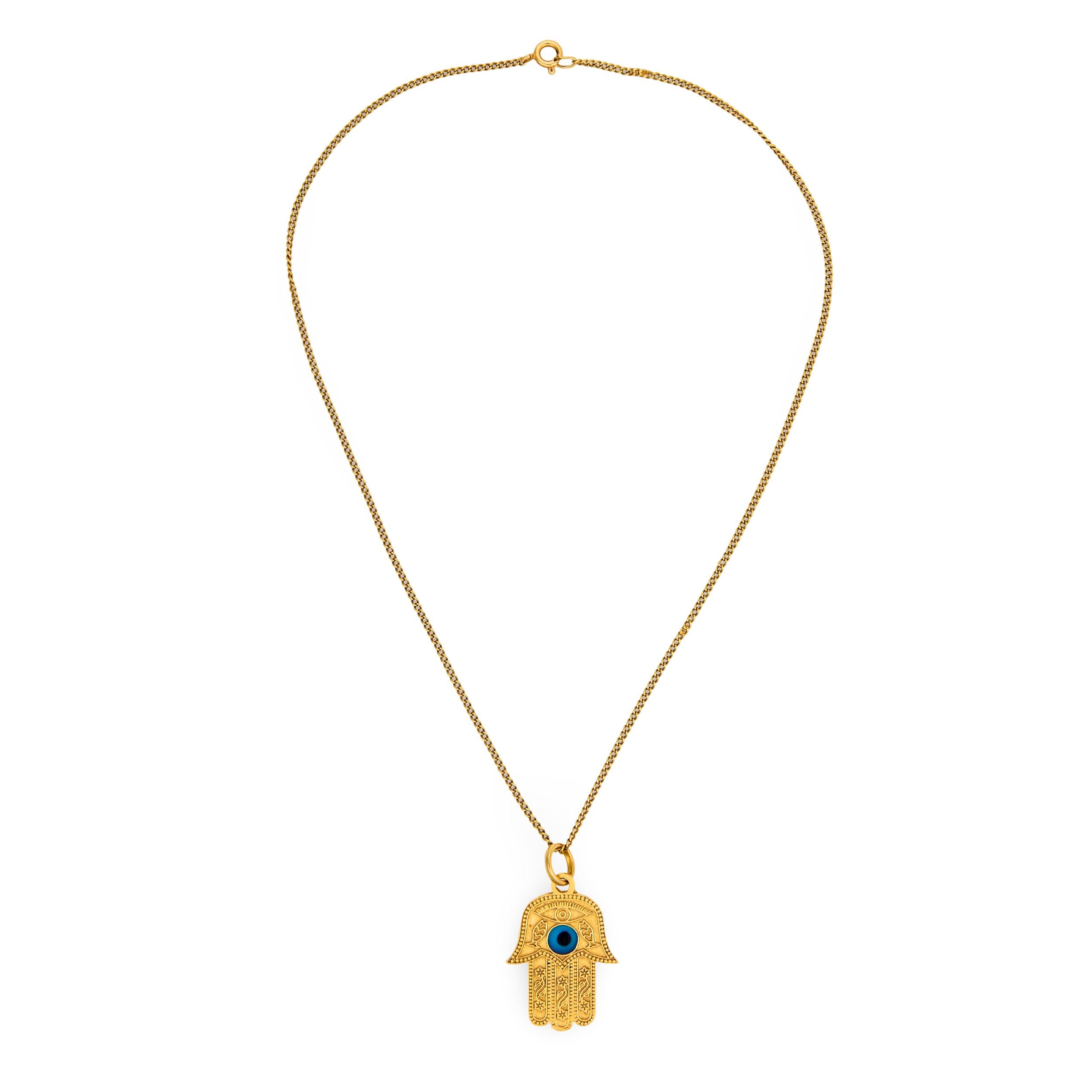 Vintage 14k/18k Hamsa Pendant Necklace