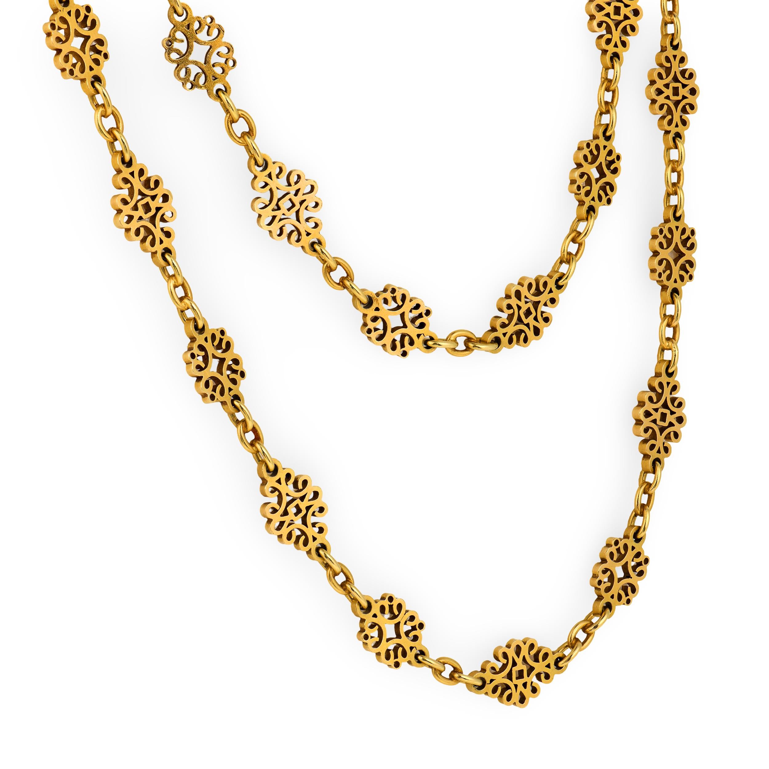 Art Nouveau 18k Chain Necklace 38"