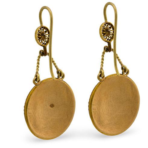 Victorian 18k Italian Micro Mosaic Fly Earrings