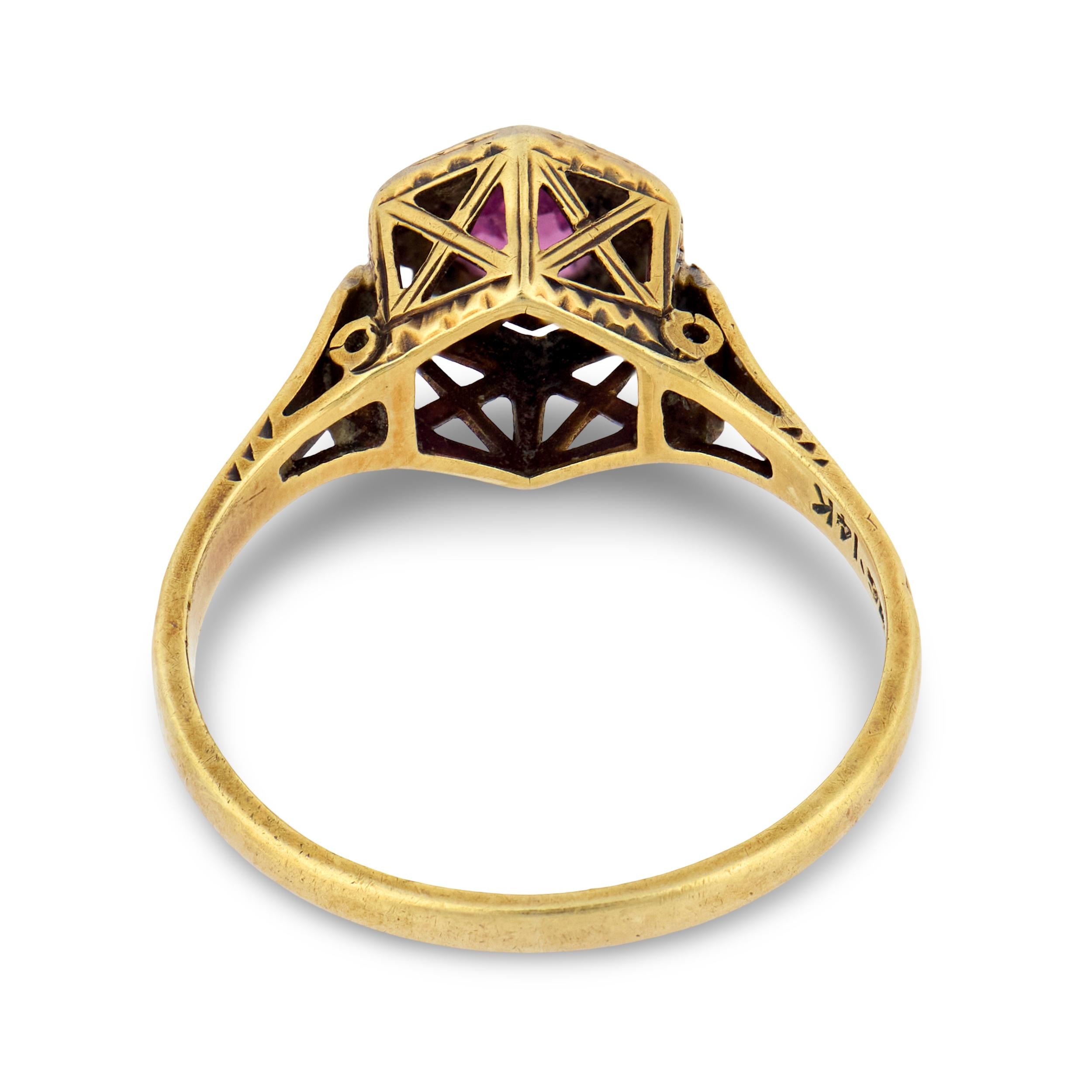 Edwardian 14k/Platinum Pink Sapphire Ring