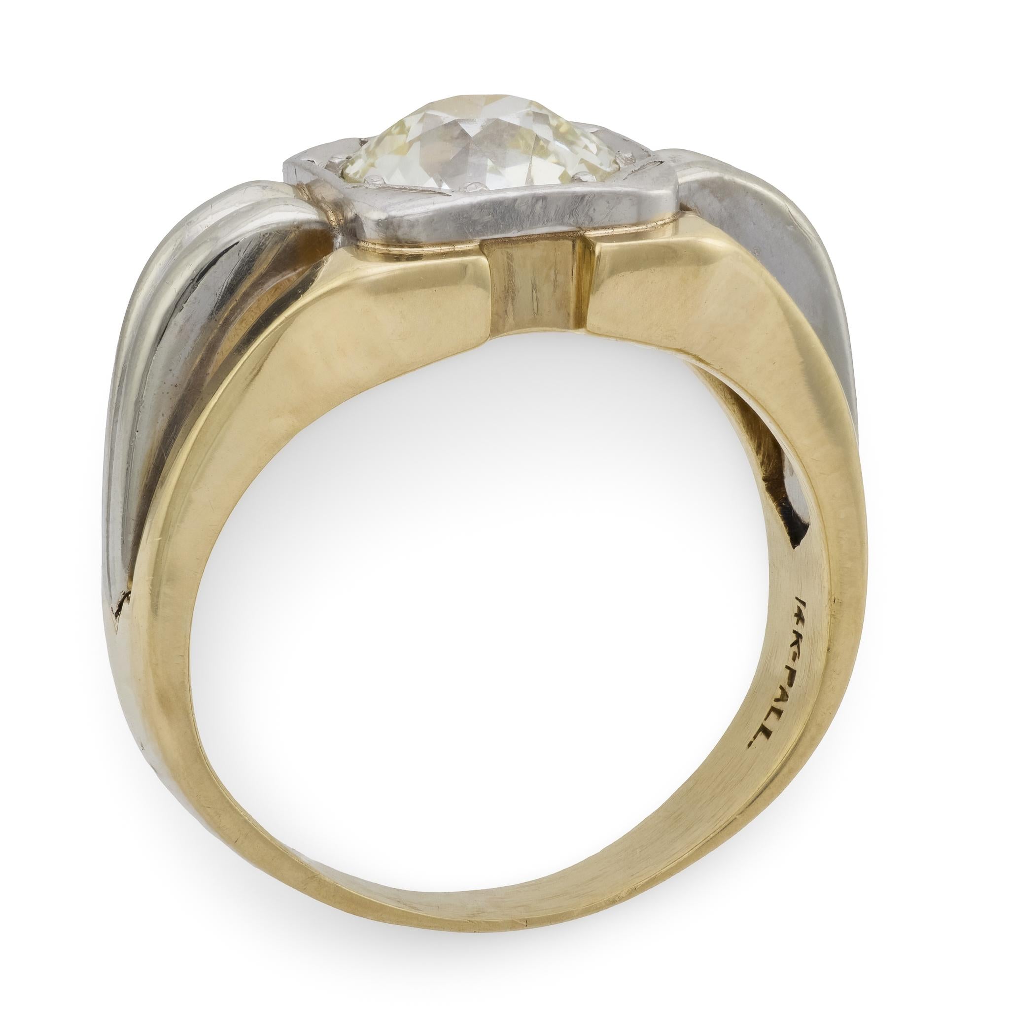 Art Deco 14k/Palladium Diamond Engagement Ring 2.5ct