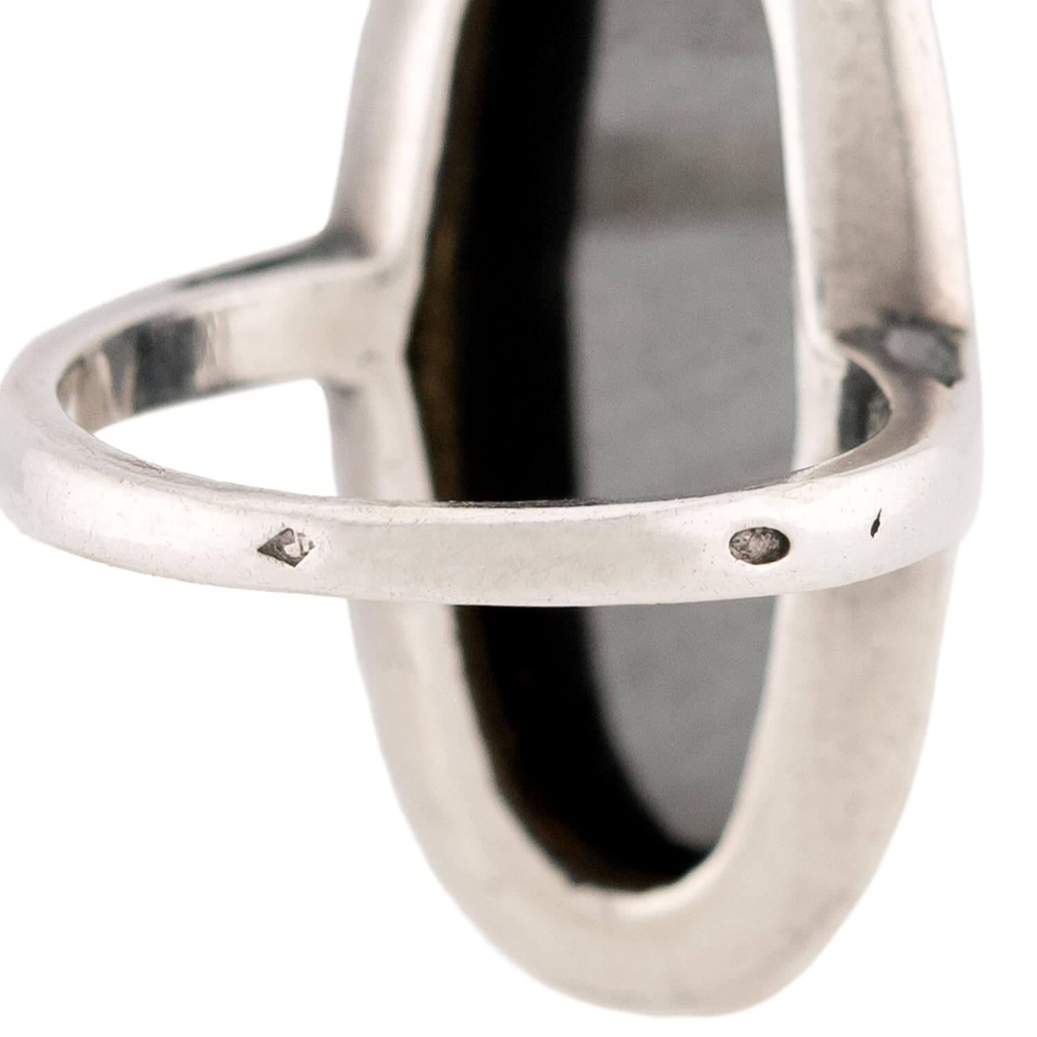 Vintage French Sterling Silver/18k Hematite Ring