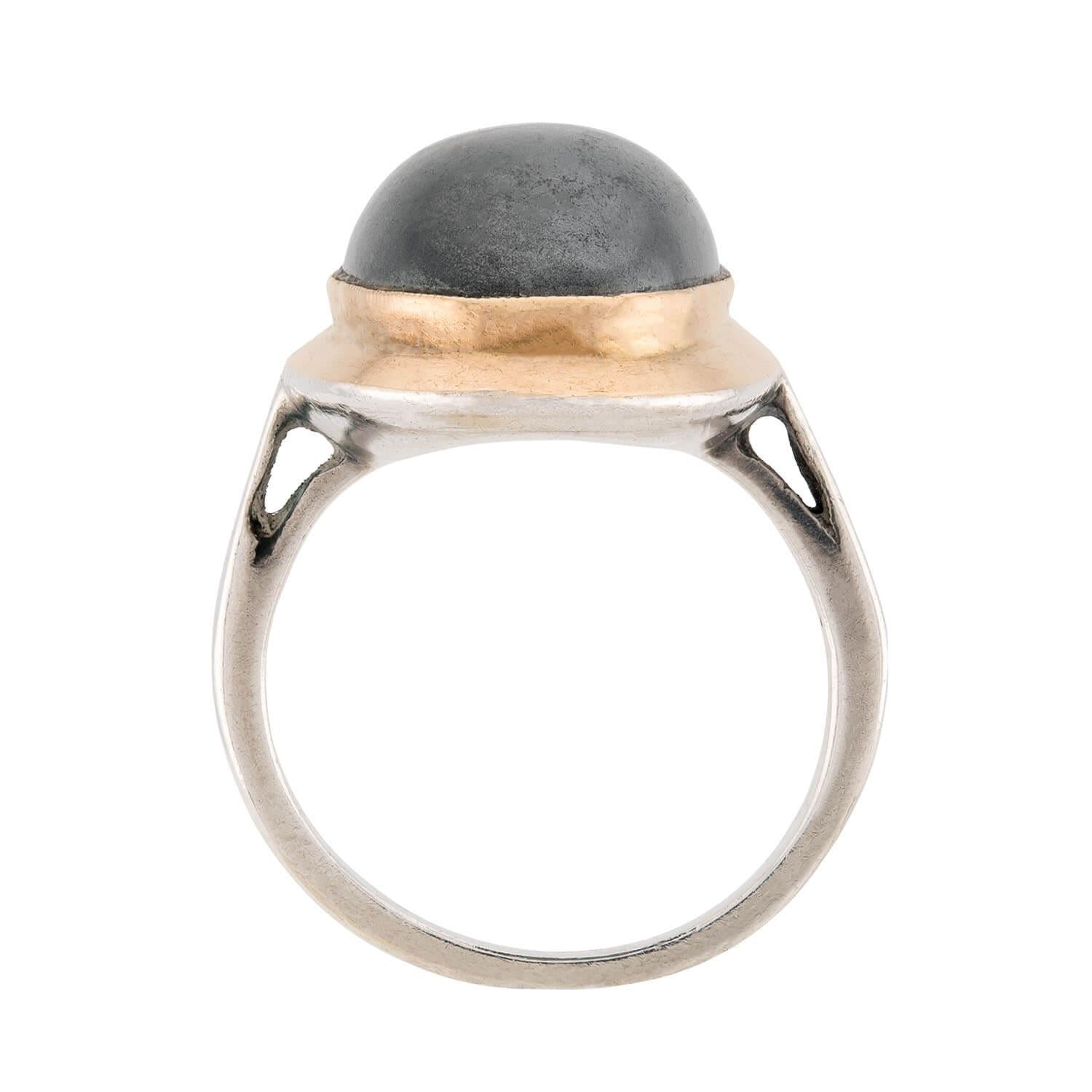 Vintage French Sterling Silver/18k Hematite Ring