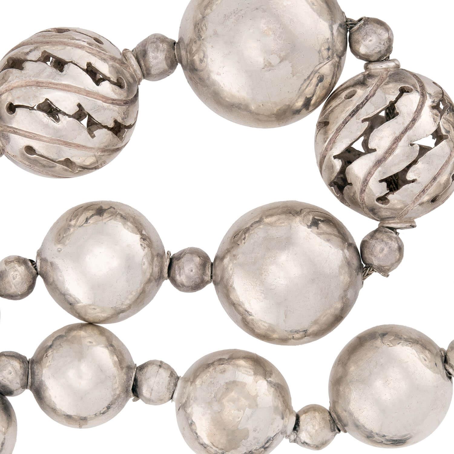 SPRATLING Vintage Mexican Sterling Silver Bead Necklace