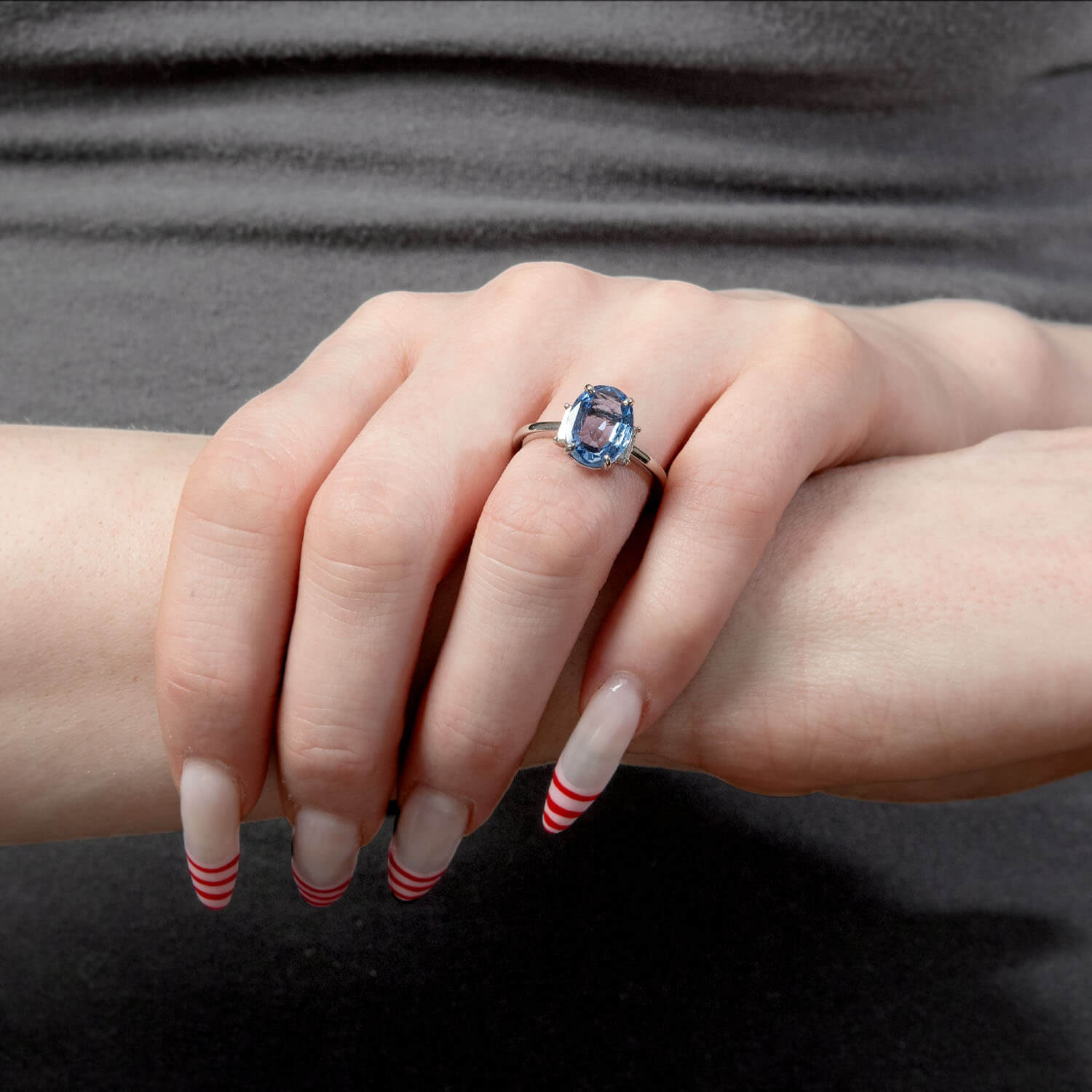 Art Deco Plat/Diamond & Ceylon No Heat Sapphire Ring 3.70ct