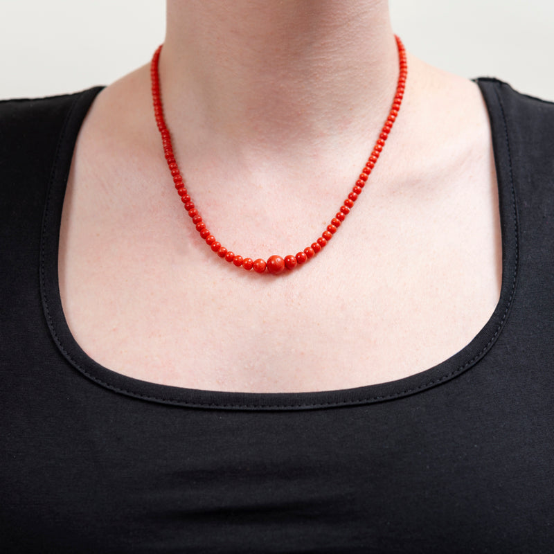 Victorian 14k Oxblood Coral Graduated Necklace