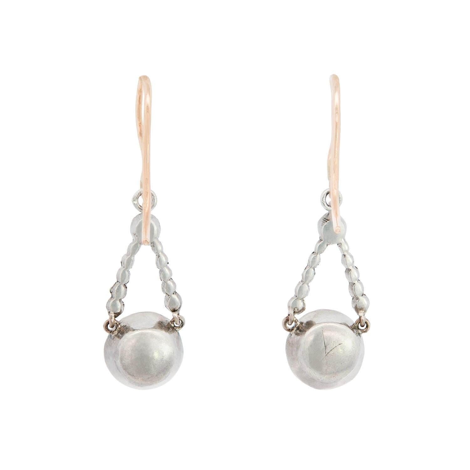 Edwardian 9k/Sterling Silver Paste Dangles