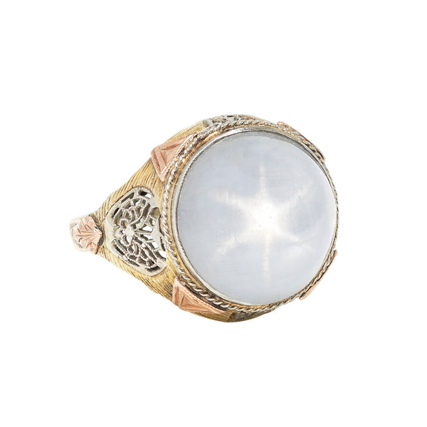 Late Victorian 14k/Platinum Star Sapphire Ring 15ctw+