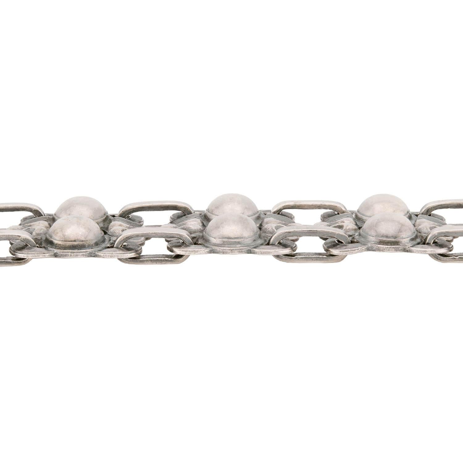 Art Nouveau Danish Sterling Silver Scrolling Motif Link Bracelet