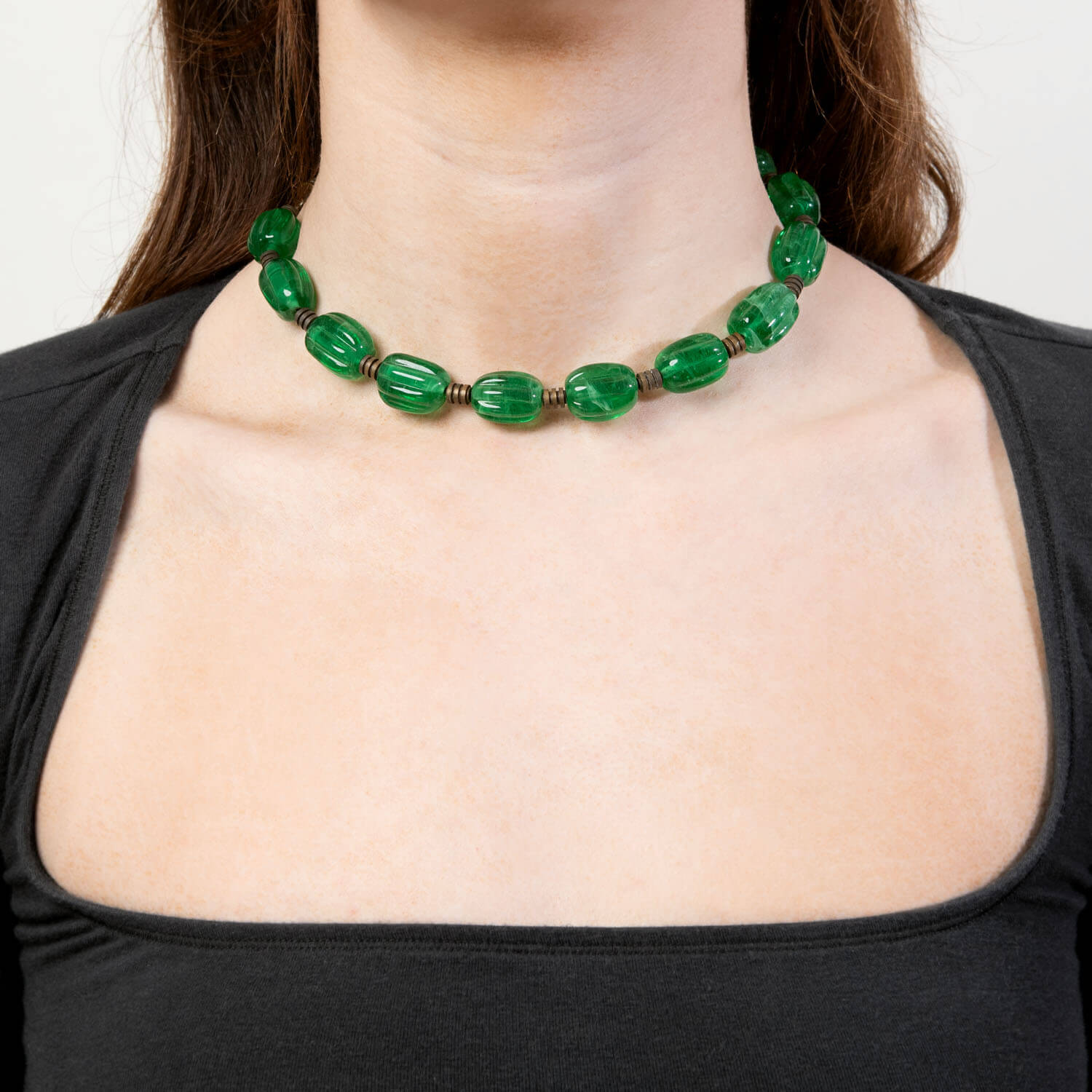 Art Deco Brass and Glass Bead Choker