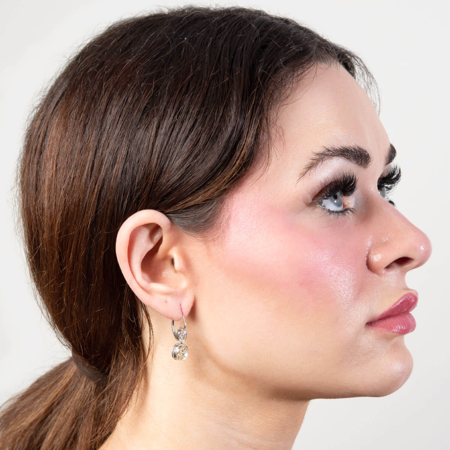 Edwardian Platinum Old European Diamond Earrings 5ctw