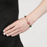 Retro 14kt & Multi Stone Agate Scarab Bracelet