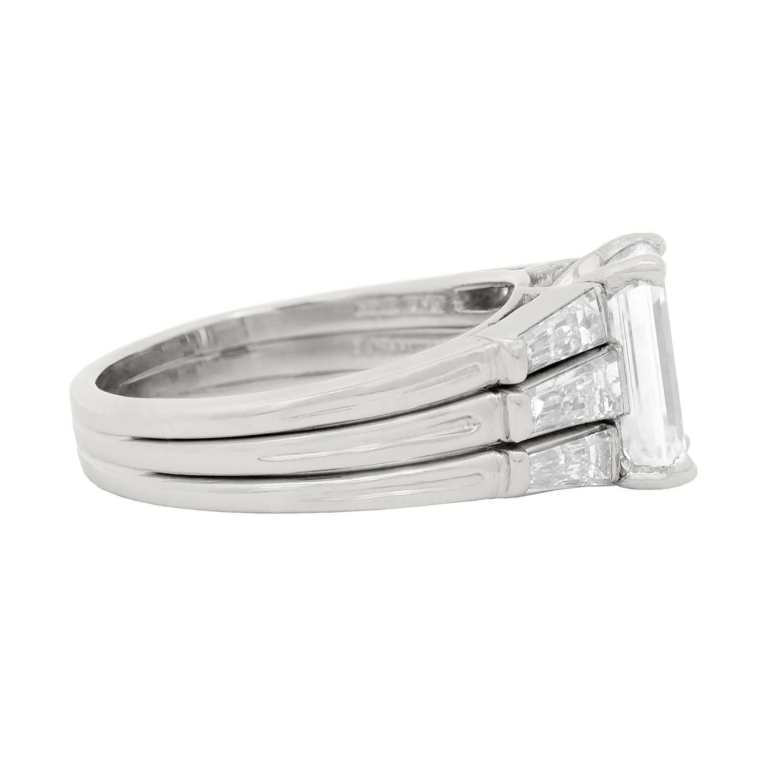 TIFFANY & CO Retro Platinum GIA Emerald Cut Diamond Engagement Ring 3.03ctw