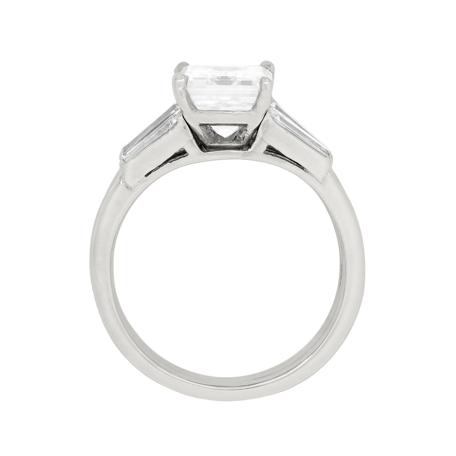 TIFFANY & CO Retro Platinum GIA Emerald Cut Diamond Engagement Ring 3.03ctw