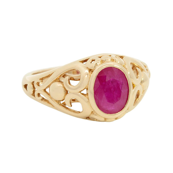 Estate 14k Ruby Art Nouveau Style Ring