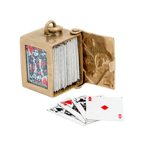 Retro 14k Enamel Deck of Paper Cards Charm
