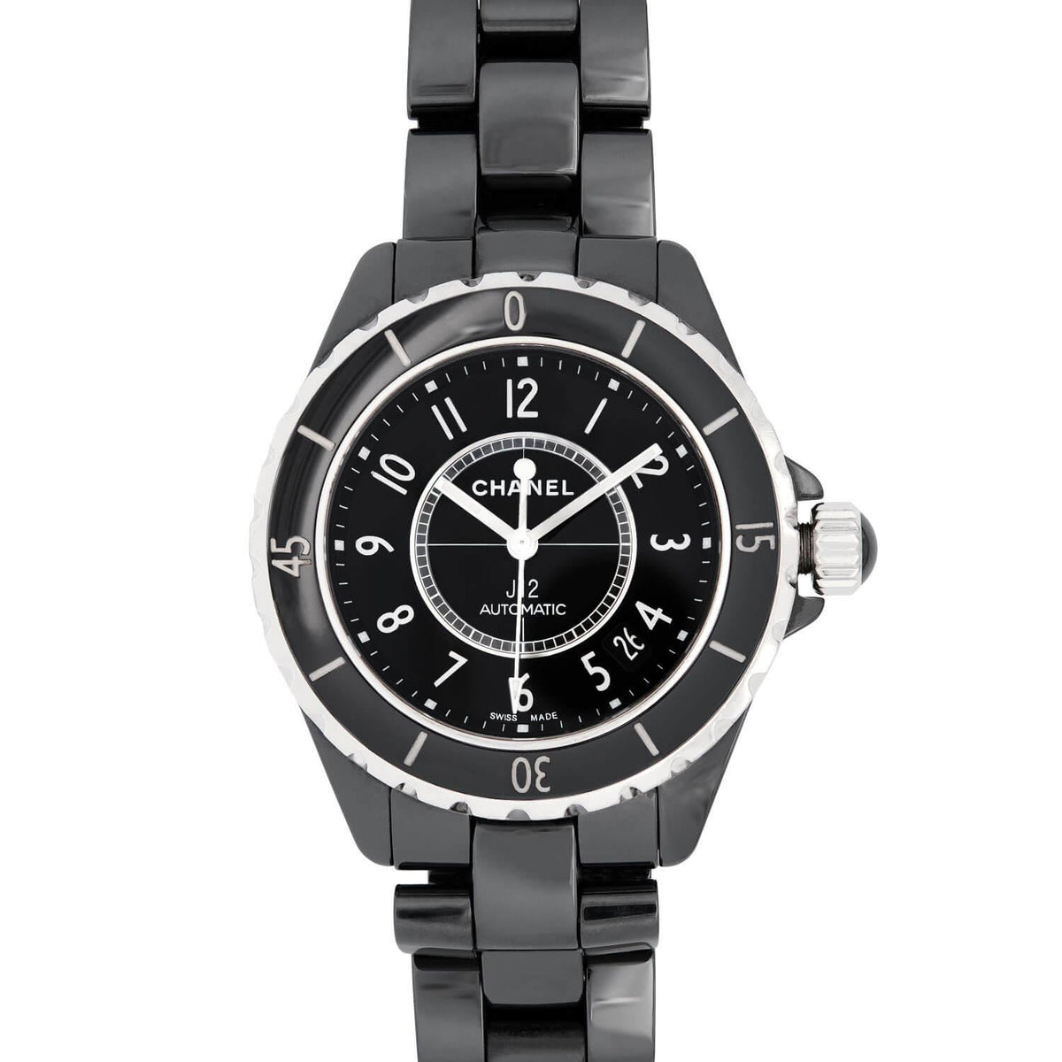 CHANEL Estate Stainless Steel Black Ceramic J12 Woman display picture 2
