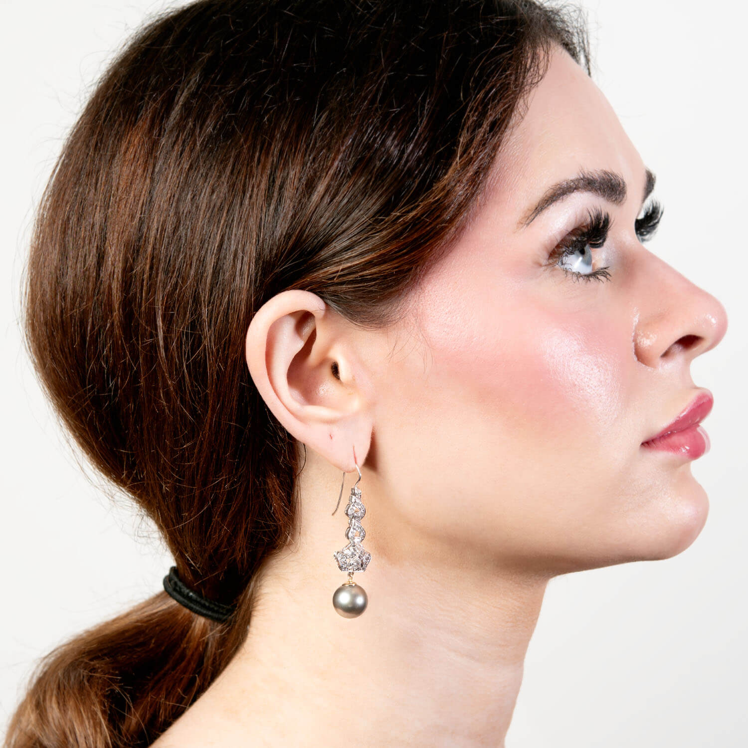 Art Deco Platinum/18k Diamond and Pearl Drop Earrings