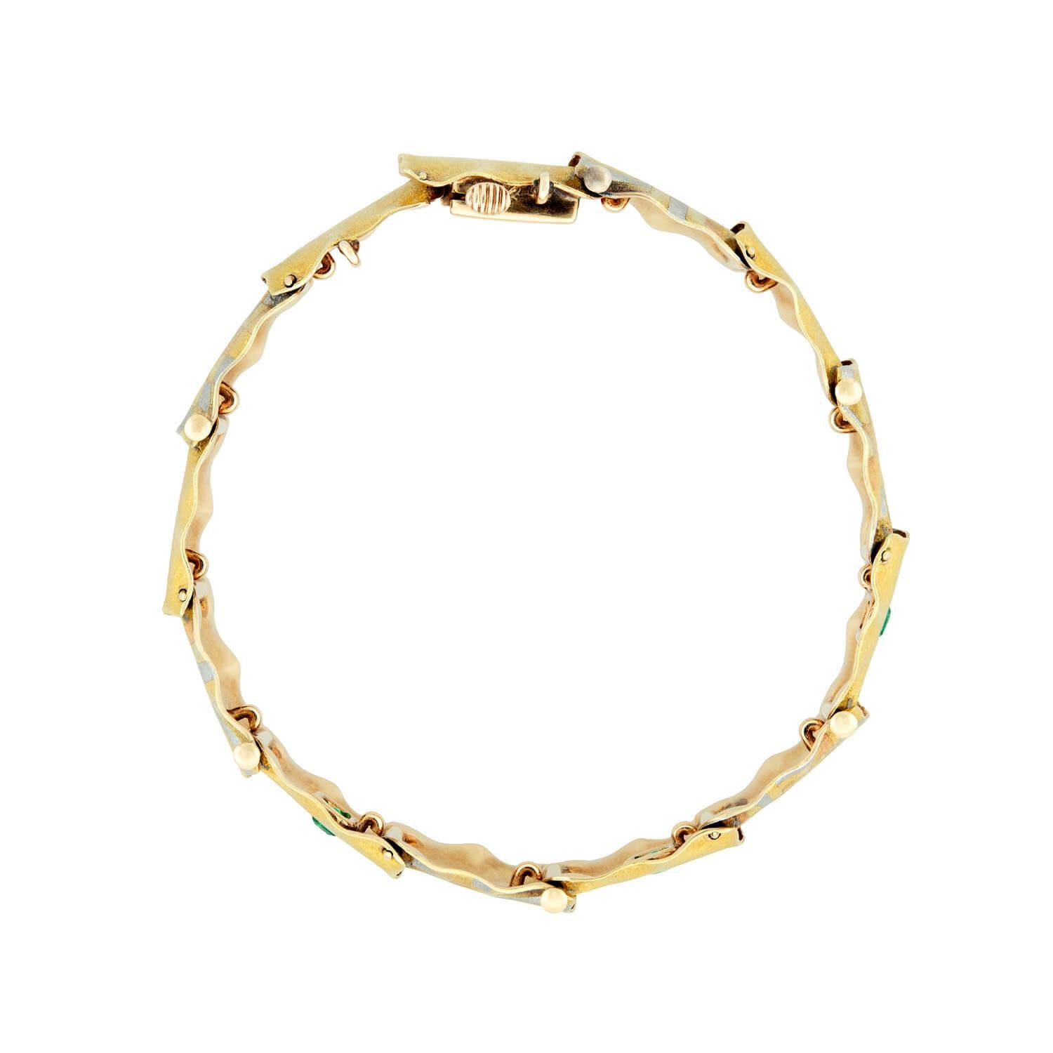 A.J. HEDGES & CO. Edwardian Mixed Metals Emerald Bracelet