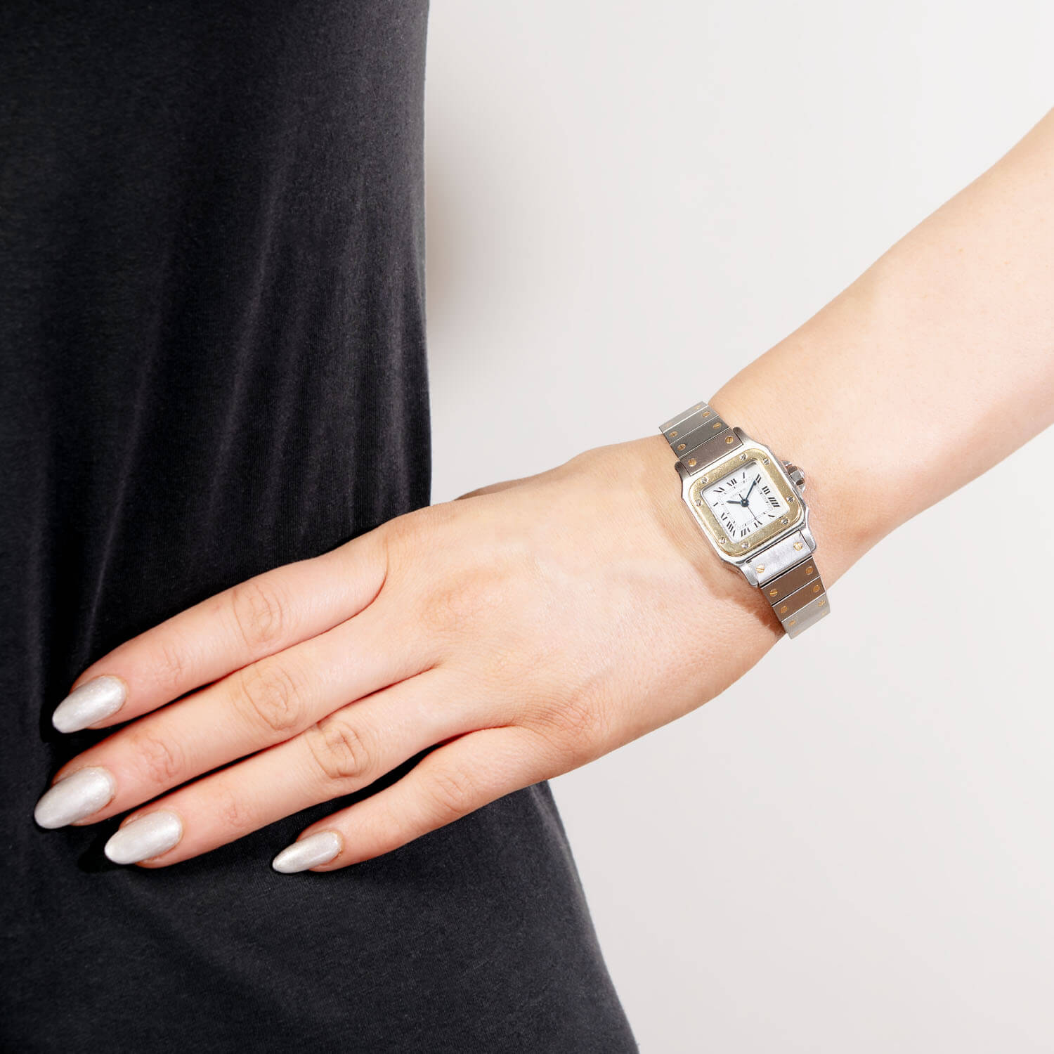 CARTIER  Estate 18k/Stainless Steel Santos Two-Tone Ladies Watch