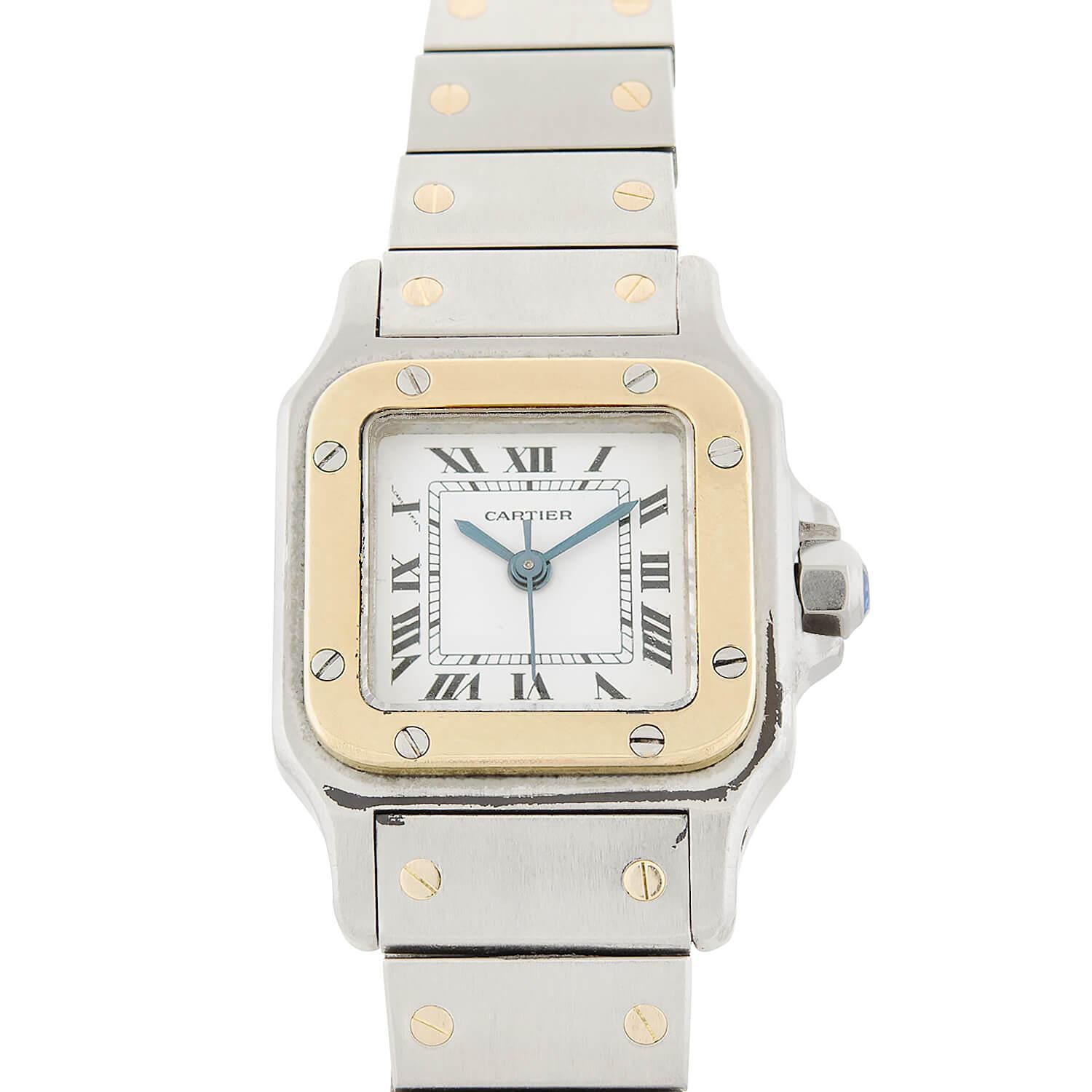 CARTIER  Estate 18k/Stainless Steel Santos Two-Tone Ladies Watch