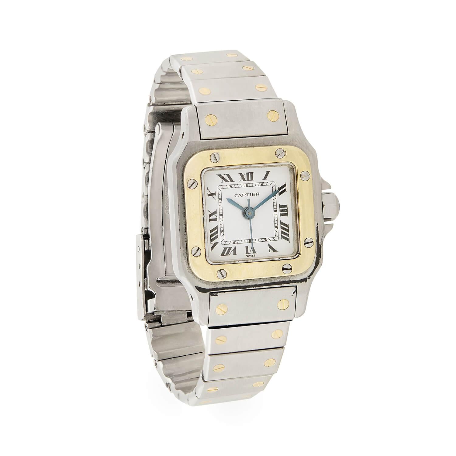 CARTIER  Estate 18k/Stainless Steel Santos Two-Tone Ladies Watch