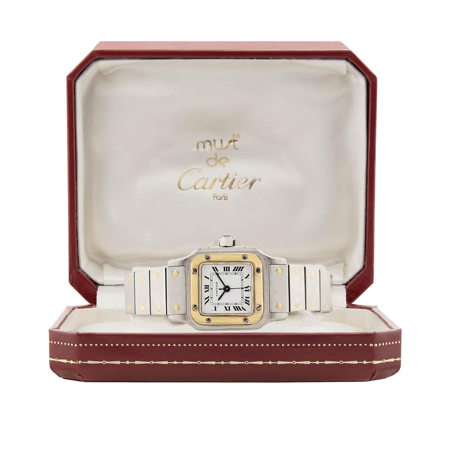 CARTIER  Estate 18k/Stainless Steel Santos Two-Tone Ladies Watch