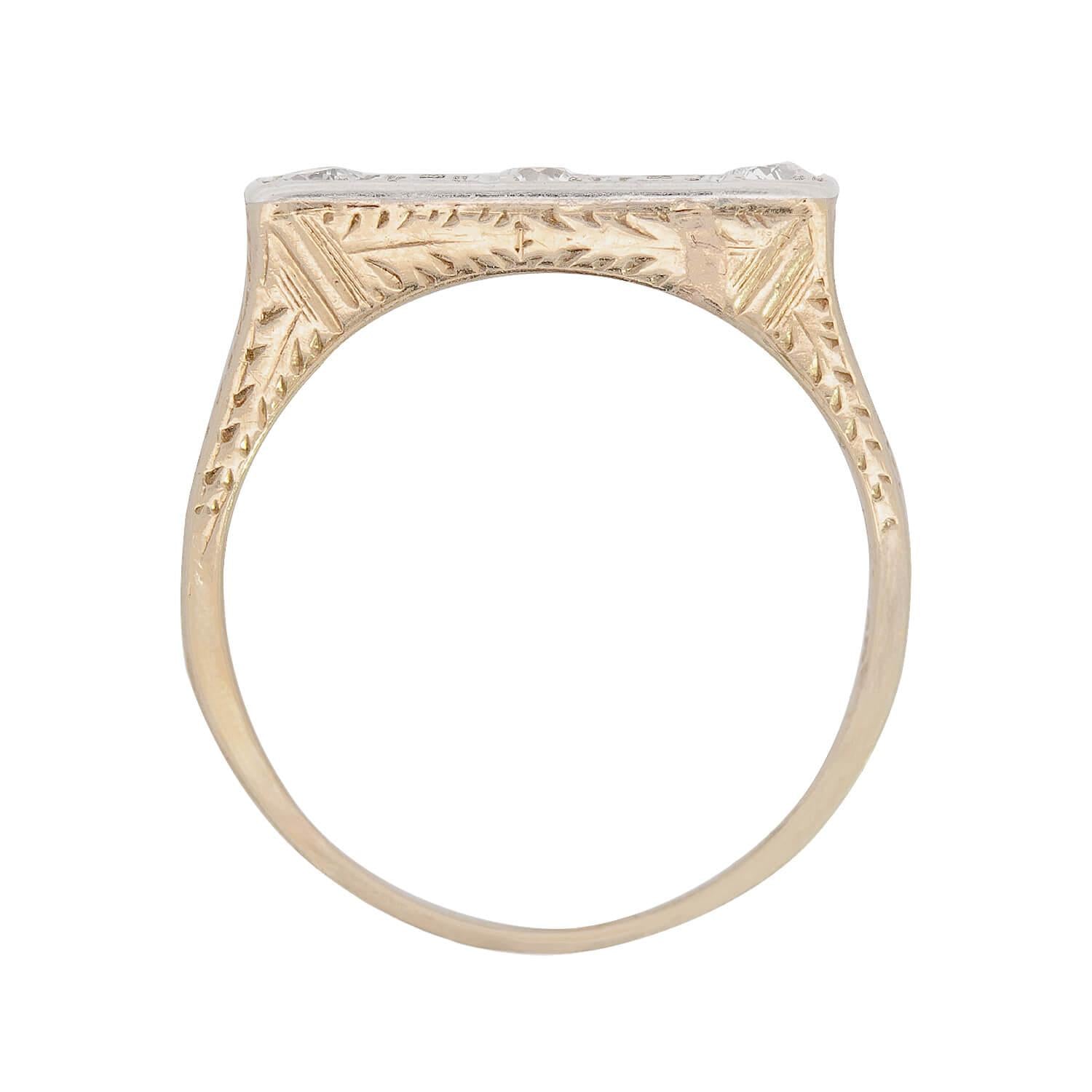 Edwardian 14k Diamond Three Stone Engagement Ring 0.40ctw