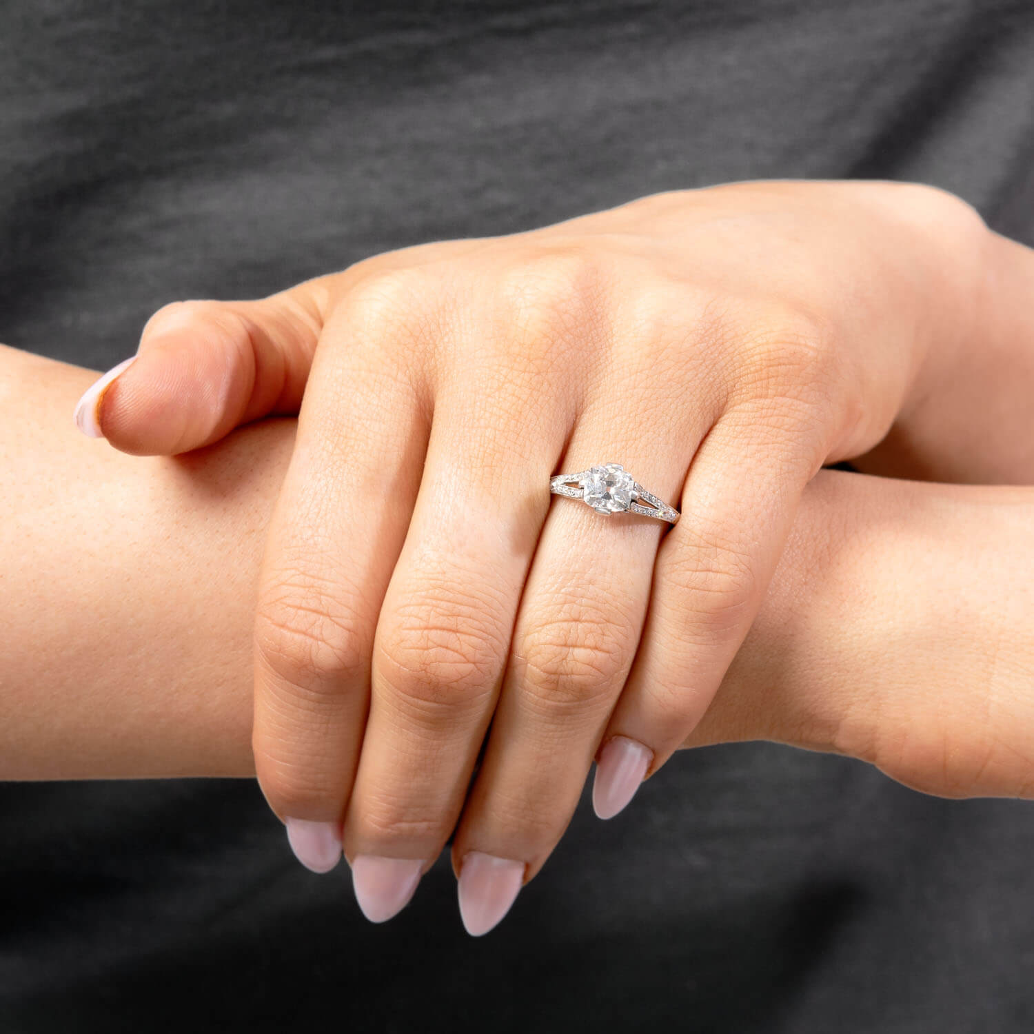 Art Deco Platinum GIA Diamond Engagement Ring 1.13ct