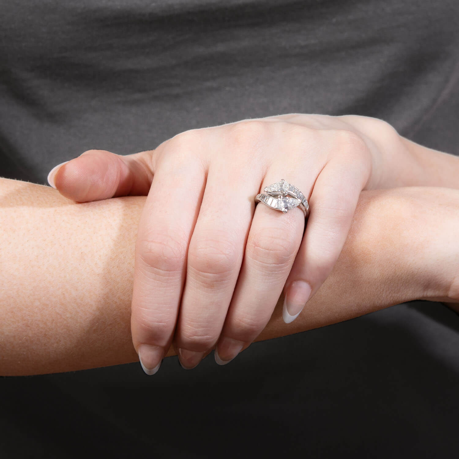 Art Deco Platinum Diamonds Bypass Ring