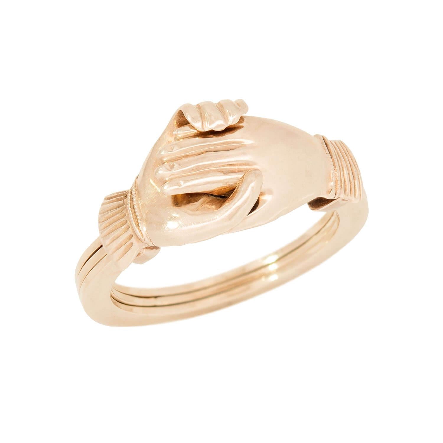 Retro 14k Moveable band Claddagh Ring - Main Image