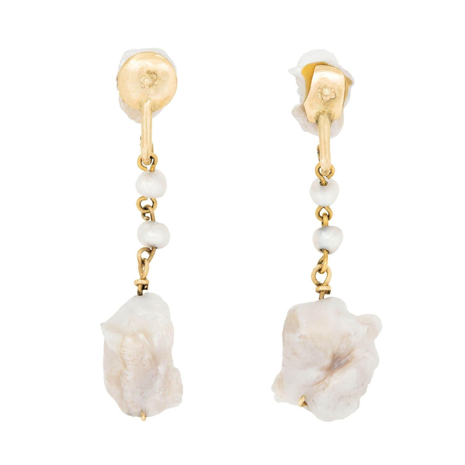 Victorian 14k Pearl Drop Earrings