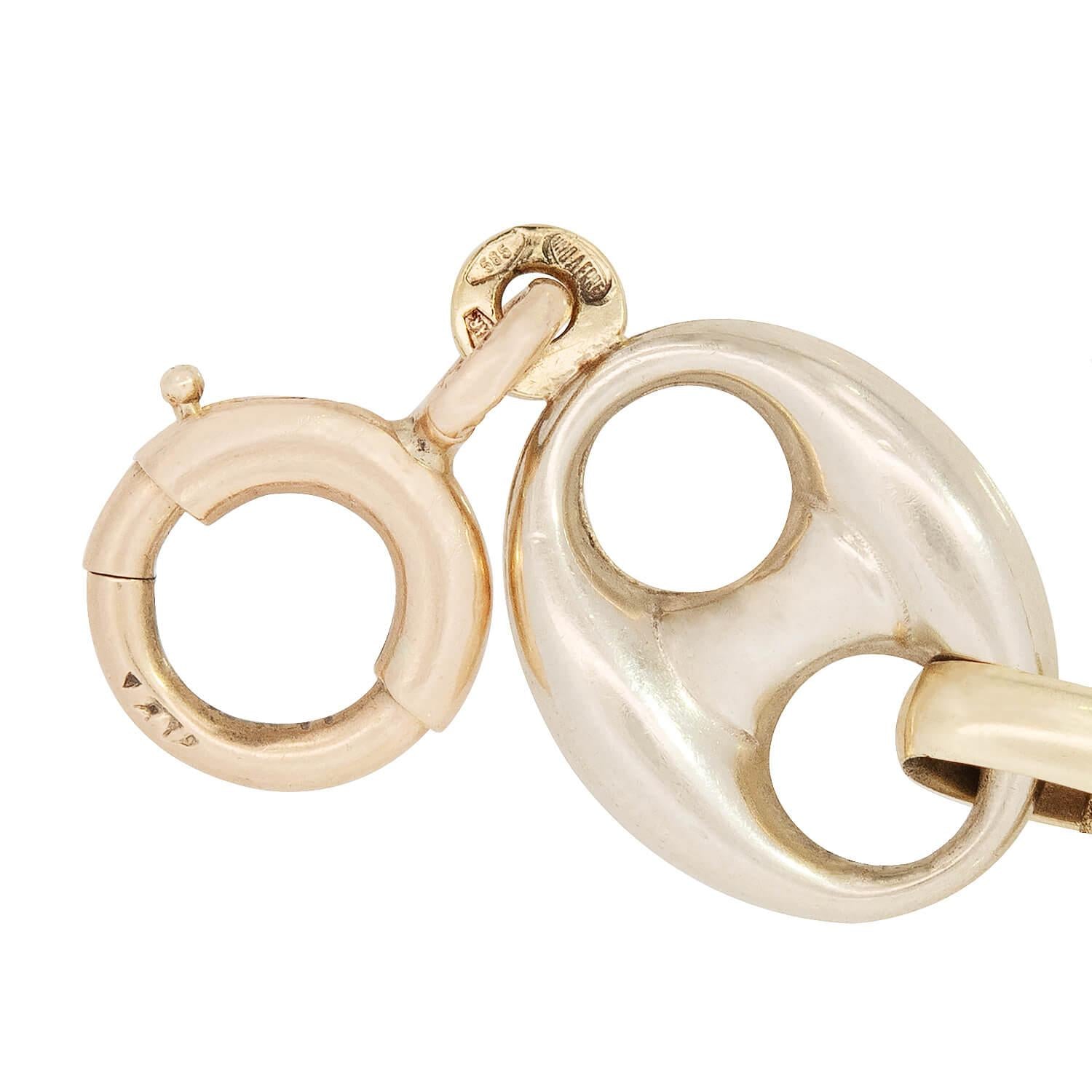 UNO A ERRE Estate 14k Mixed Metal Anchor Link Bracelet