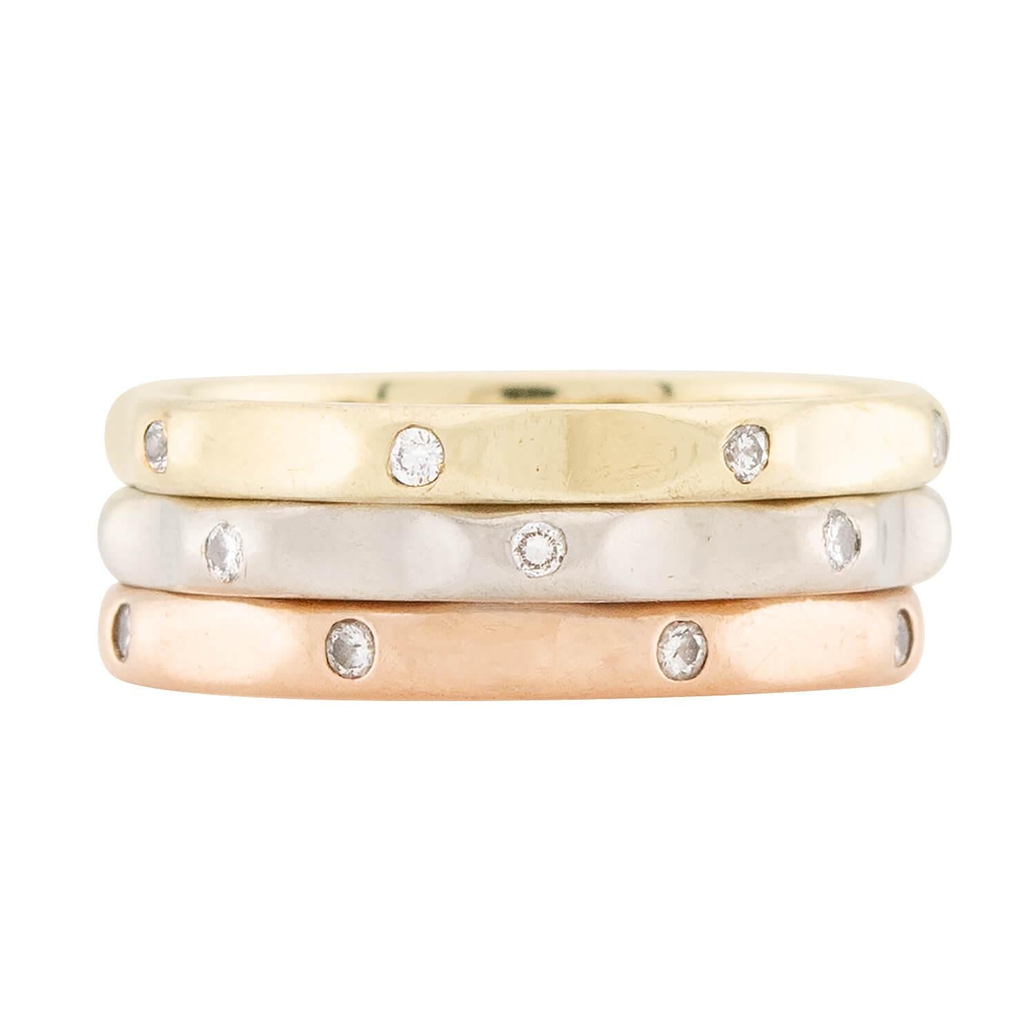 Estate 14k Diamond Mixed Metals Three Band Set