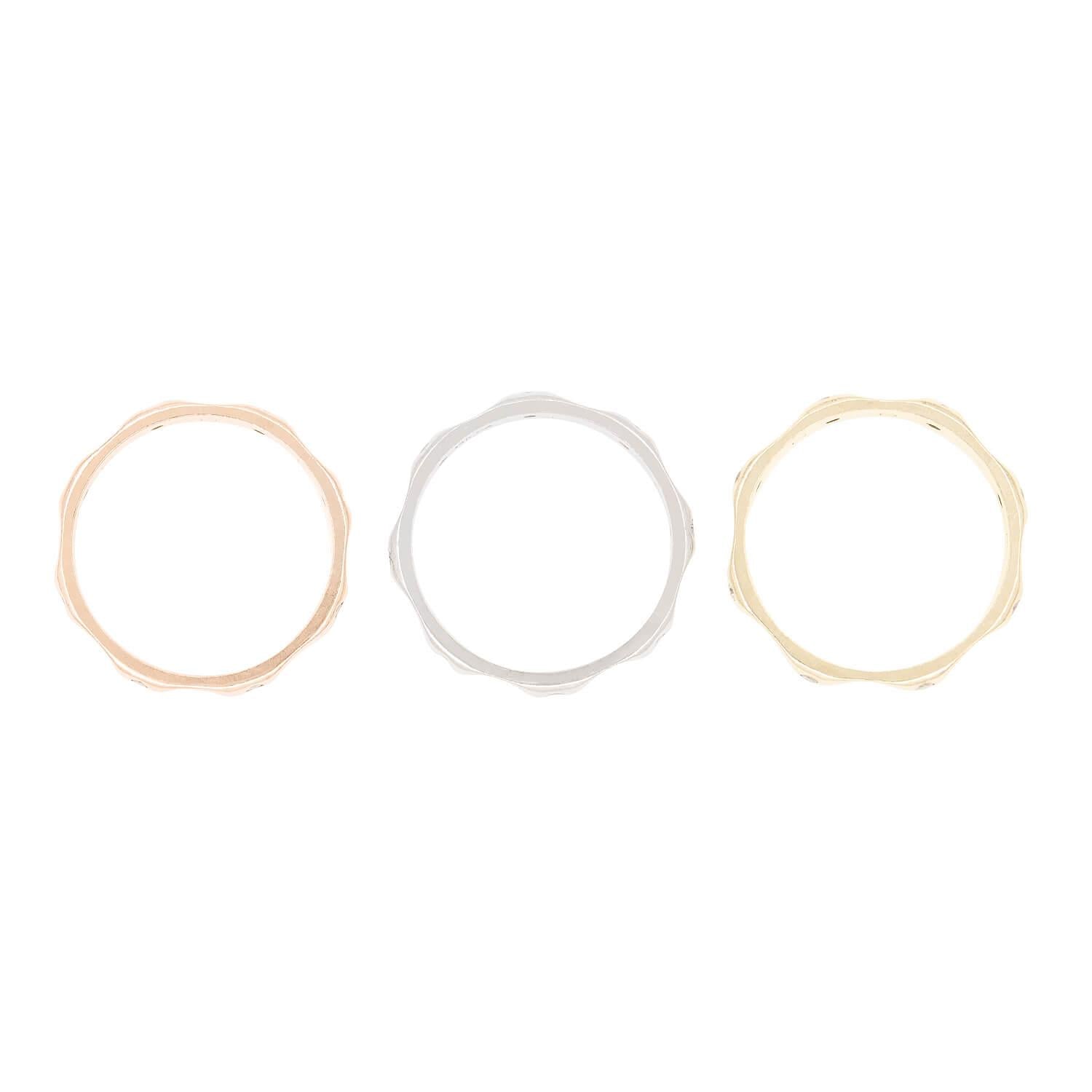 Estate 14k Diamond Mixed Metals Three Band Set