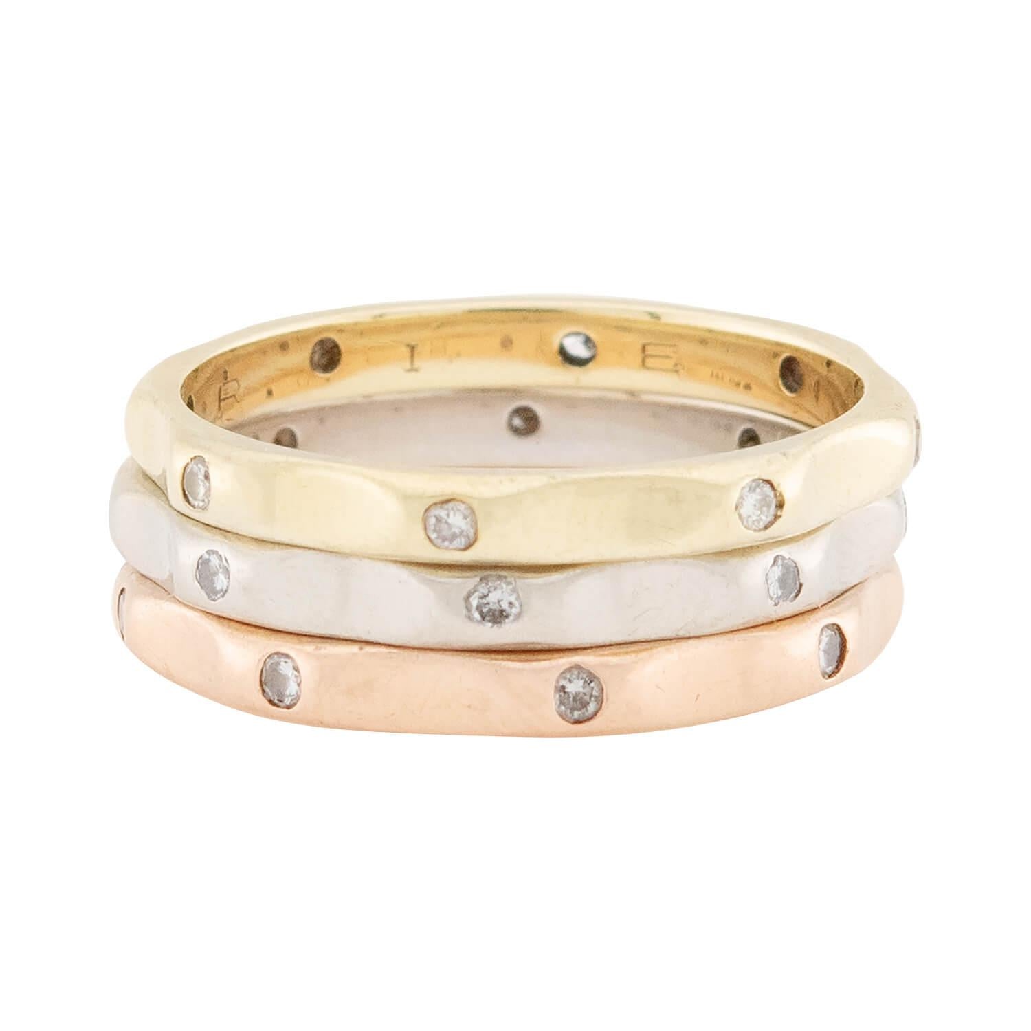 Estate 14k Diamond Mixed Metals Three Band Set