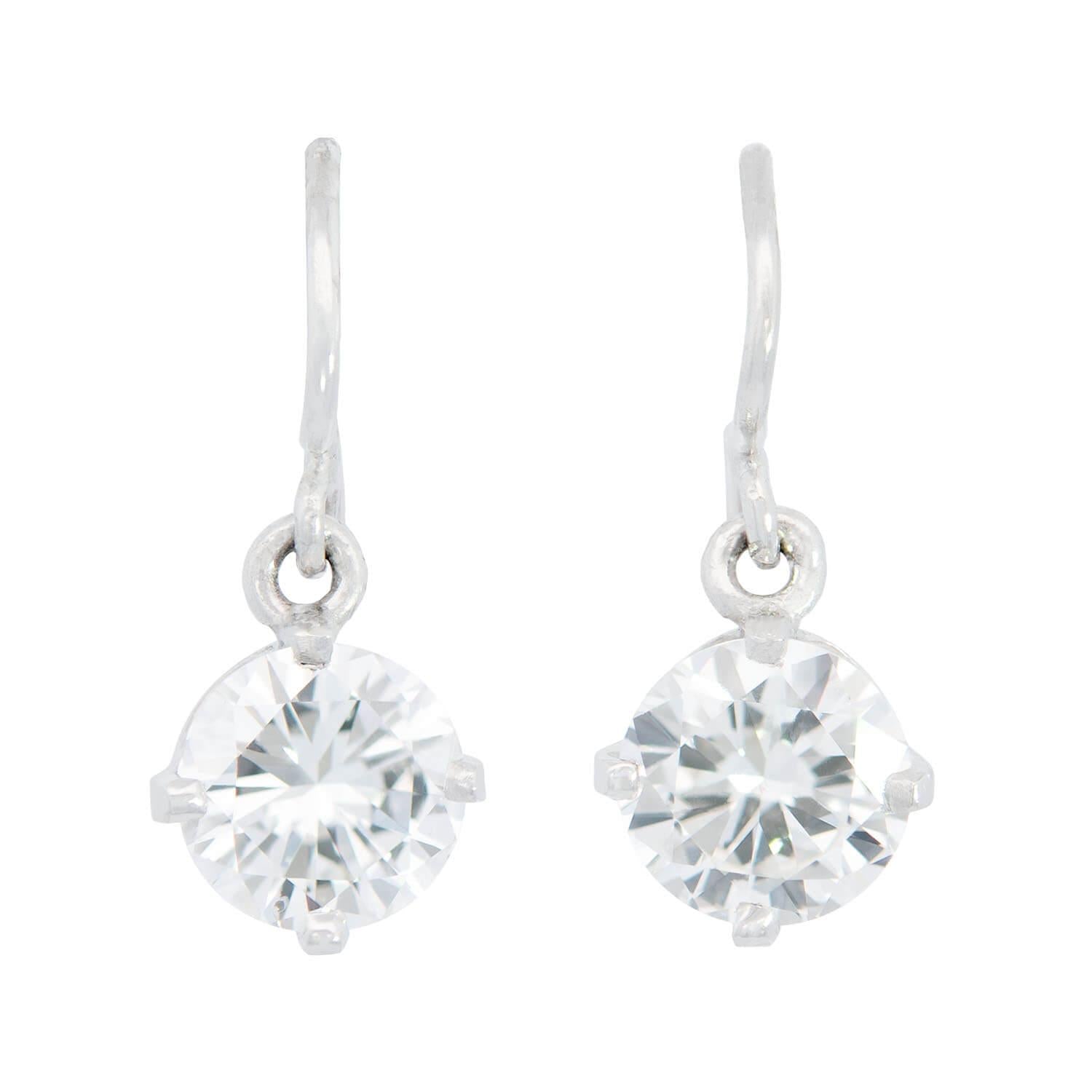 Estate Platinum Diamond Drop Earrings - Main Image