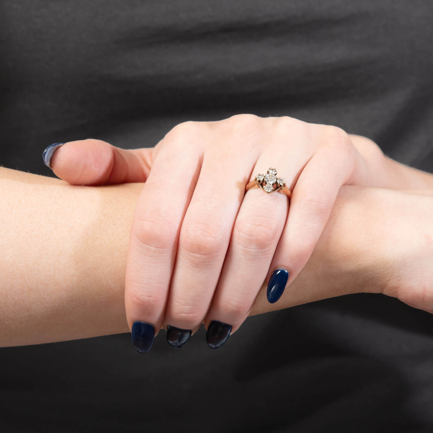 Victorian 18k Diamond Cross Motif Ring