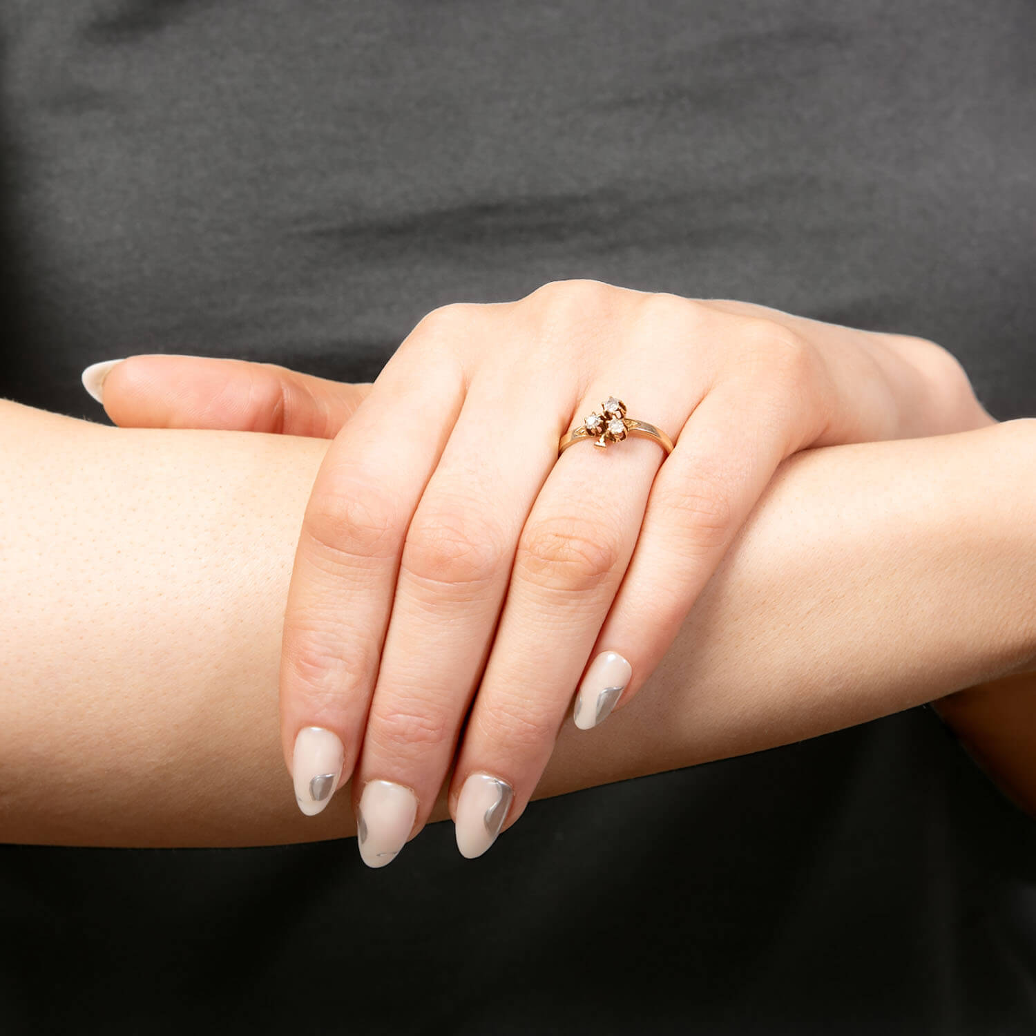 Victorian 14k Diamond Trefoil Ring