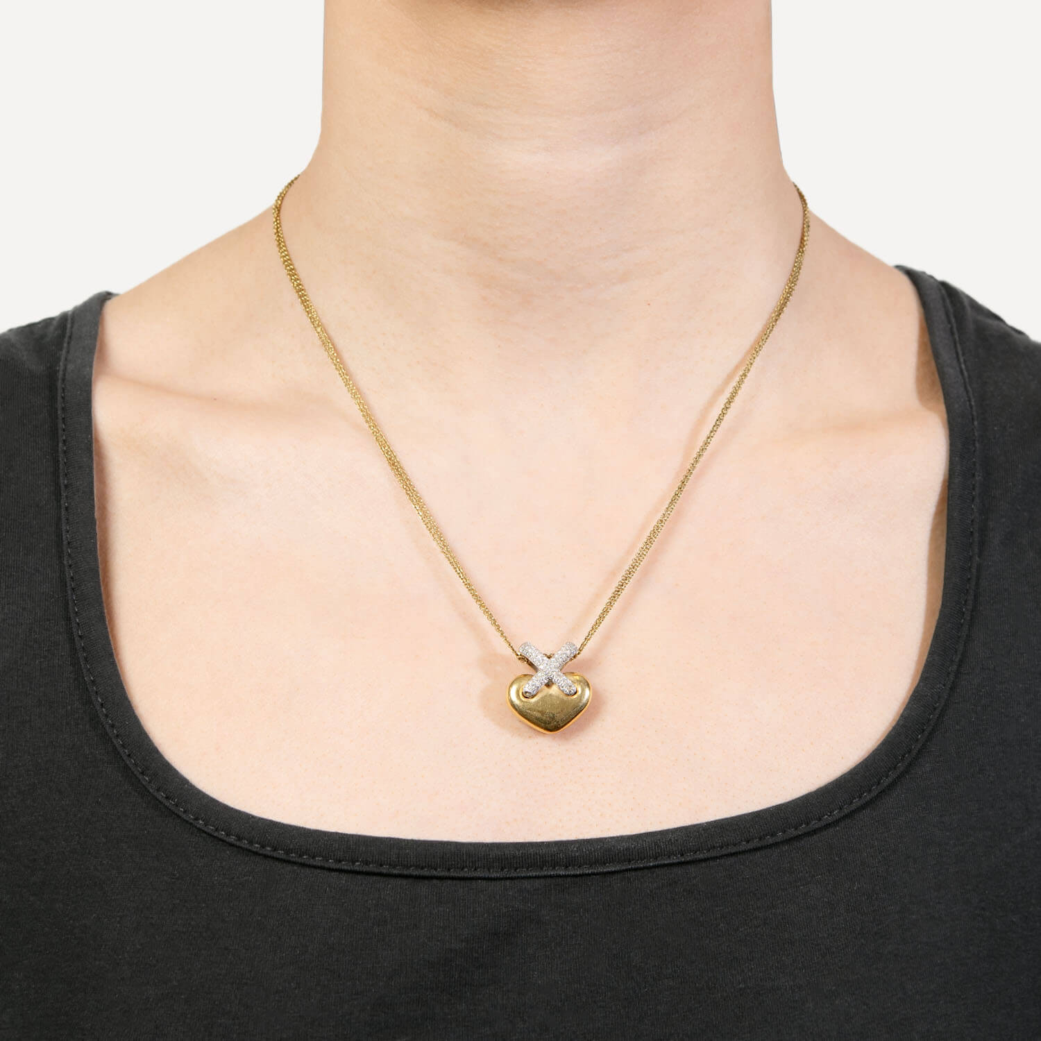 Estate 18k Diamond Heart Pendant Necklace